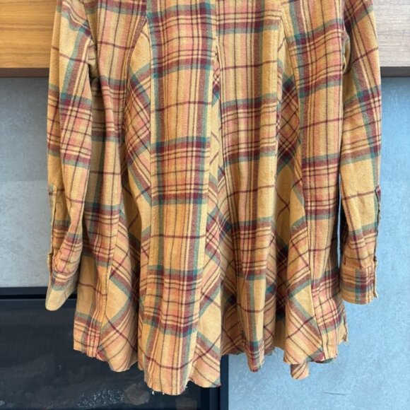 Free People We The Free Kalli Plaid Buttondown Shirt Flannel Tunic Top, Size XS - Picture 11 of 12